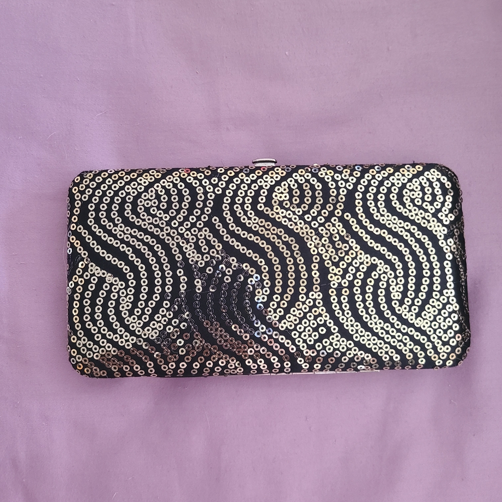 2/$15 Chic Black and Gold Sequin Wallet